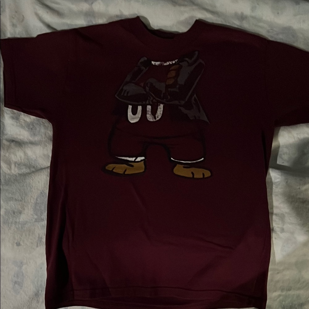 Burgandy and Black Short Sleeve Tee with Graphic Design